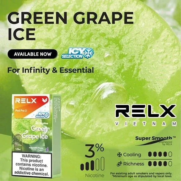 Relx 6代煙彈 超涼青提|1.9Ml*3Pod|3%濃度 Relx 6代煙彈 超涼青提|1.9ml*3Pod|3%濃度